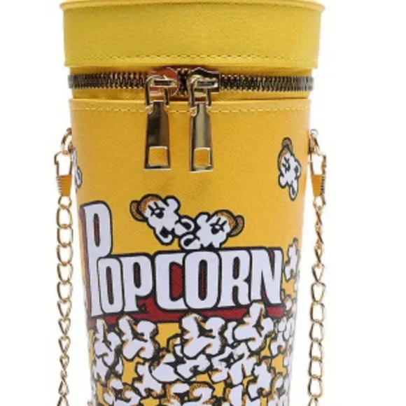 NEW Mini Popcorn Bucket Shaped Crossbody Bag Leather Novelty Bag Purse - Picture 8 of 8